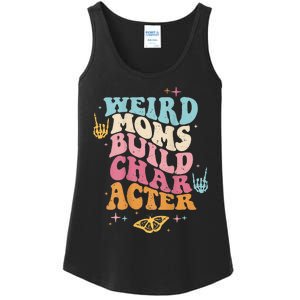 Groovy Weird Moms Build Character, Overstimulated Mom (Back) Ladies Essential Tank