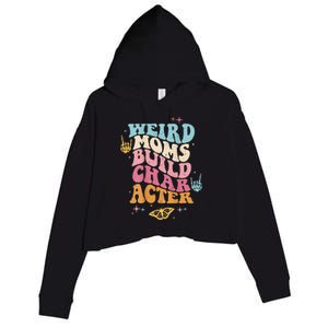 Groovy Weird Moms Build Character, Overstimulated Mom (Back) Crop Fleece Hoodie