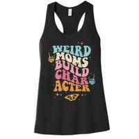 Groovy Weird Moms Build Character, Overstimulated Mom (Back) Women's Racerback Tank