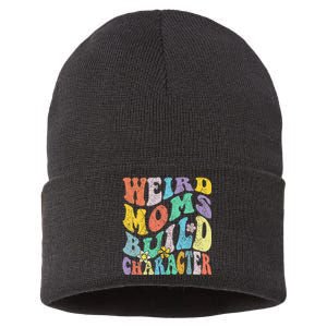 Groovy Weird Moms Build Character Mothers Day Funny Matching Sustainable Knit Beanie