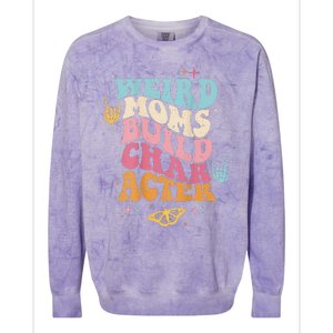 Groovy Weird Moms Build Character, Overstimulated Mom Colorblast Crewneck Sweatshirt