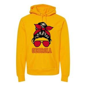 Georgia Women Mom Messy Bun Hair. Premium Hoodie