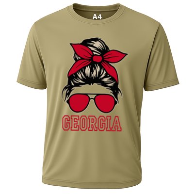Georgia Women Mom Messy Bun Hair. Performance Shirt