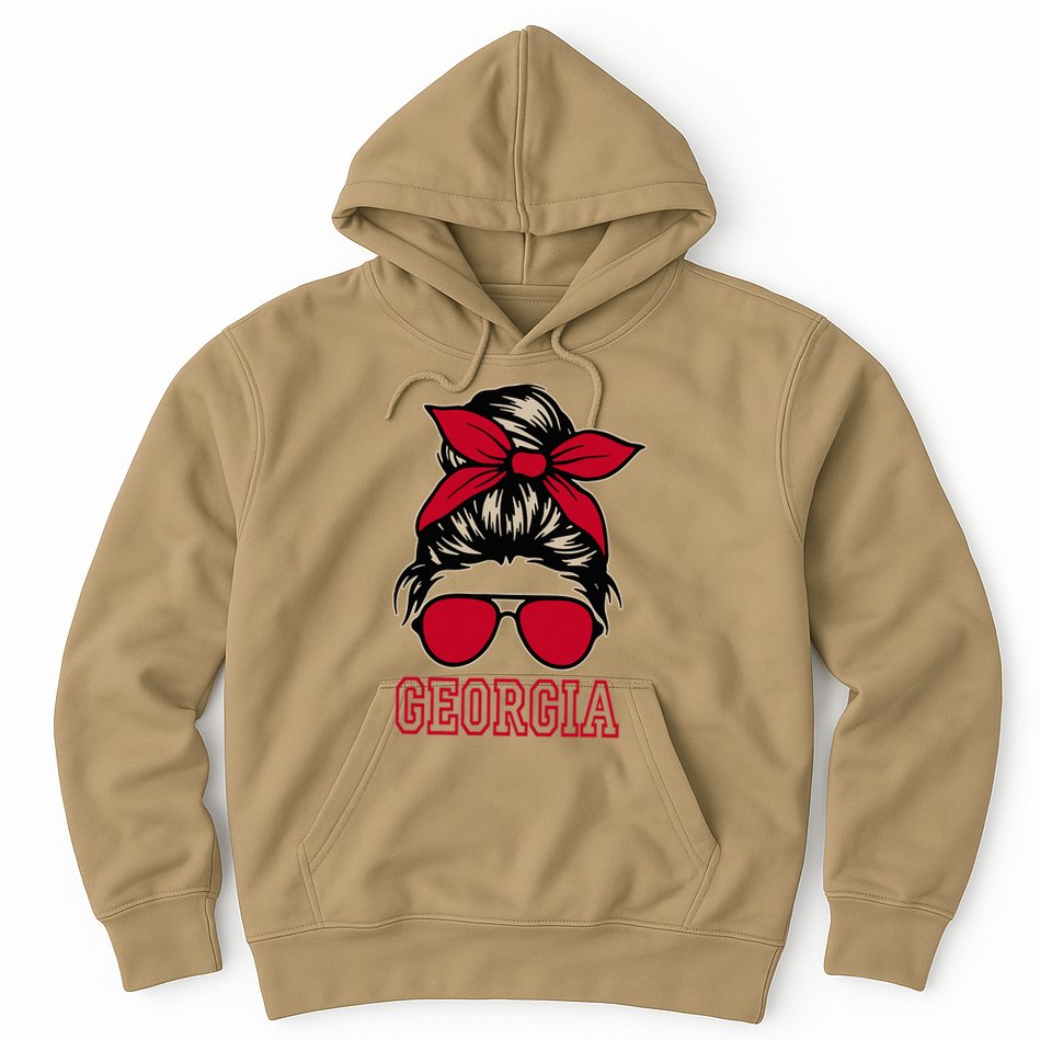 Georgia Women Mom Messy Bun Hair. Hoodie