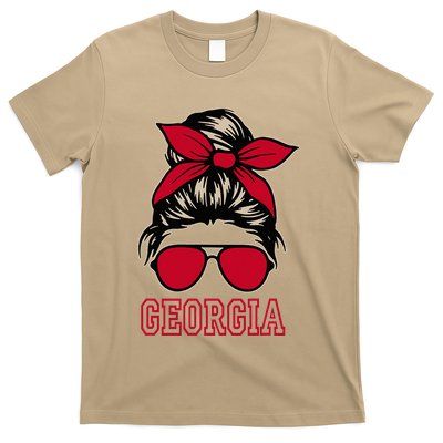 Georgia Women Mom Messy Bun Hair. T-Shirt