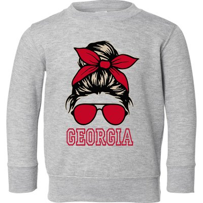 Georgia Women Mom Messy Bun Hair. Toddler Sweatshirt