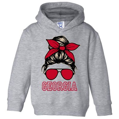 Georgia Women Mom Messy Bun Hair. Toddler Hoodie