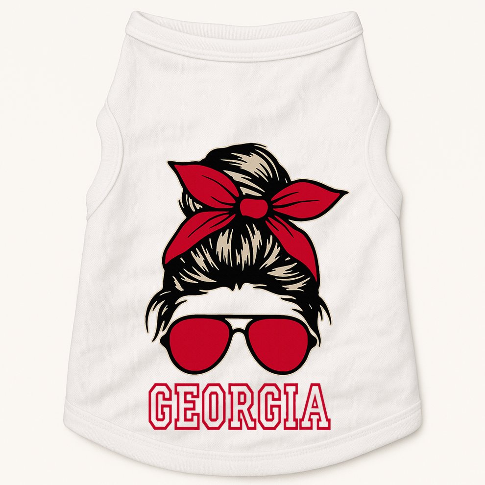 Georgia Women Mom Messy Bun Hair. Doggie Tank