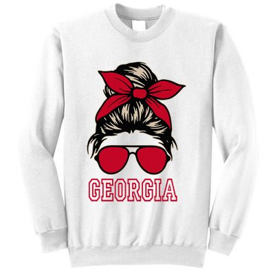 Georgia Women Mom Messy Bun Hair. Sweatshirt