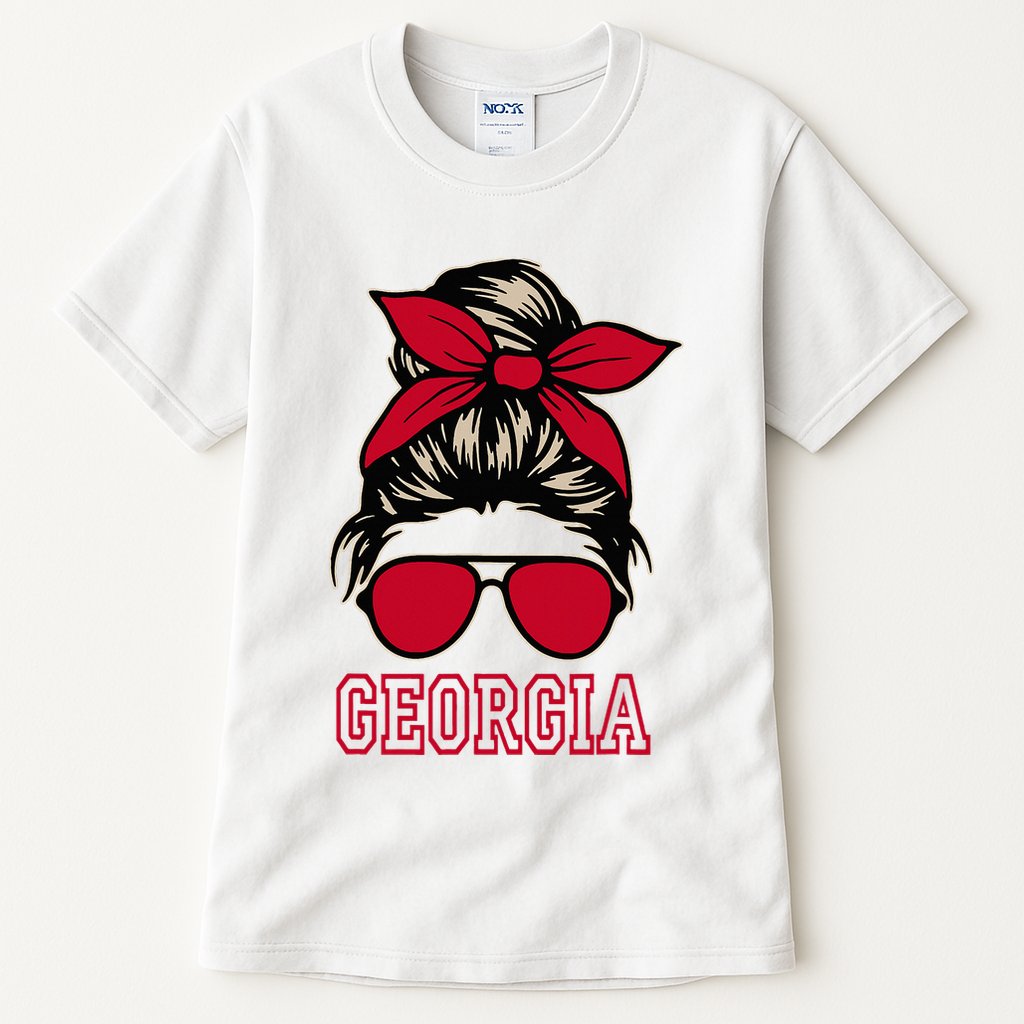Georgia Women Mom Messy Bun Hair. Tall T-Shirt