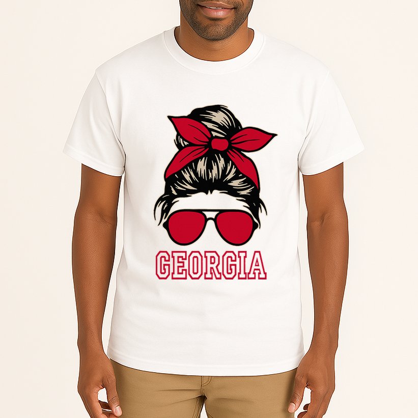 Georgia Women Mom Messy Bun Hair. Tall T-Shirt