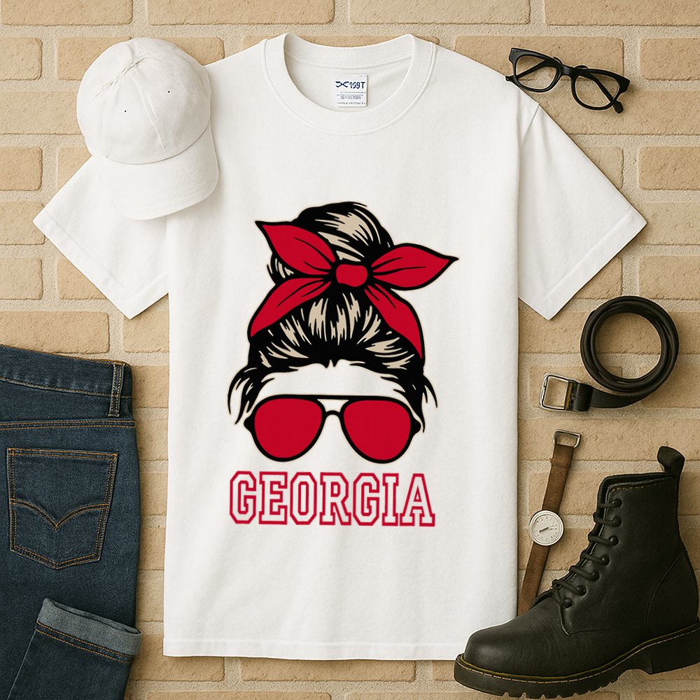 Georgia Women Mom Messy Bun Hair. Tall T-Shirt
