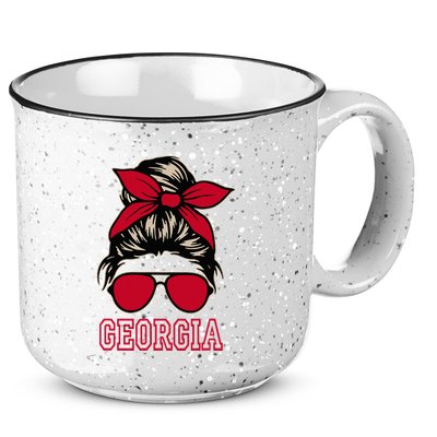 Georgia Women Mom Messy Bun Hair. 15oz Campfire Ceramic Mug