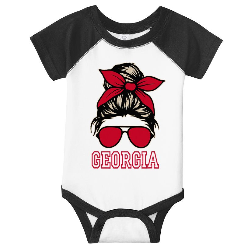 Georgia Women Mom Messy Bun Hair. Infant Baby Jersey Bodysuit