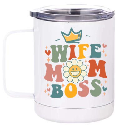 Groovy Wife Mom Boss Mothers Day Gift For Mom Wife Gift 12 oz Stainless Steel Tumbler Cup