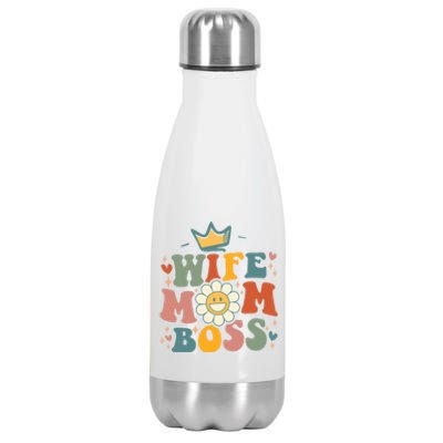 Groovy Wife Mom Boss Mothers Day Gift For Mom Wife Gift Stainless Steel Insulated Water Bottle