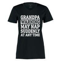 Grandpa Warning May Nap Suddenly At Any Time Women's Momentum V-Neck T-Shirt