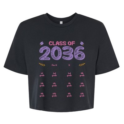 Grow With Me Graduation First Day of School Class of 2036 Bella+Canvas Jersey Crop Tee