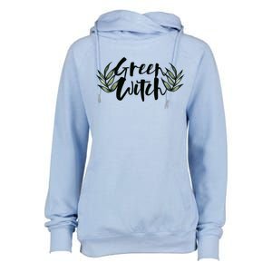 Green Witch Nature Lovers Earth Day Cool Gift Womens Funnel Neck Pullover Hood