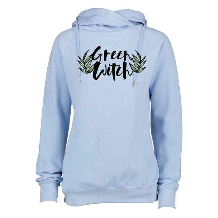 Green Witch Nature Lovers Earth Day Cool Gift Womens Funnel Neck Pullover Hood