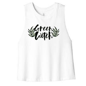 Green Witch Nature Lovers Earth Day Cool Gift Women's Racerback Cropped Tank