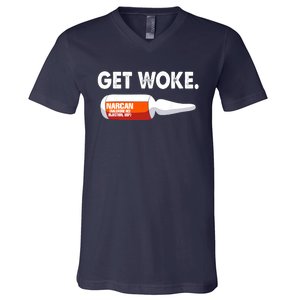 Get Woke Narcan Drug V-Neck T-Shirt