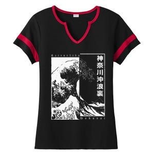 Great Wave Off Kanagawa Japanese Aesthetic Hokusai Ladies Halftime Notch Neck Tee