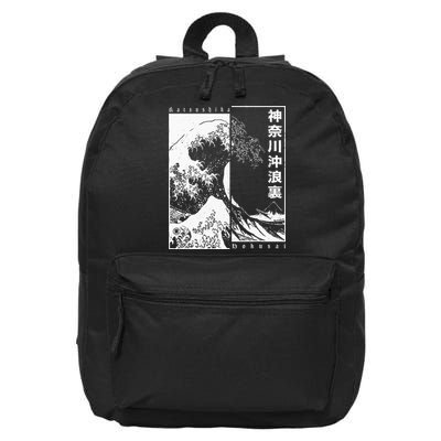 Great Wave Off Kanagawa Japanese Aesthetic Hokusai 16 in Basic Backpack