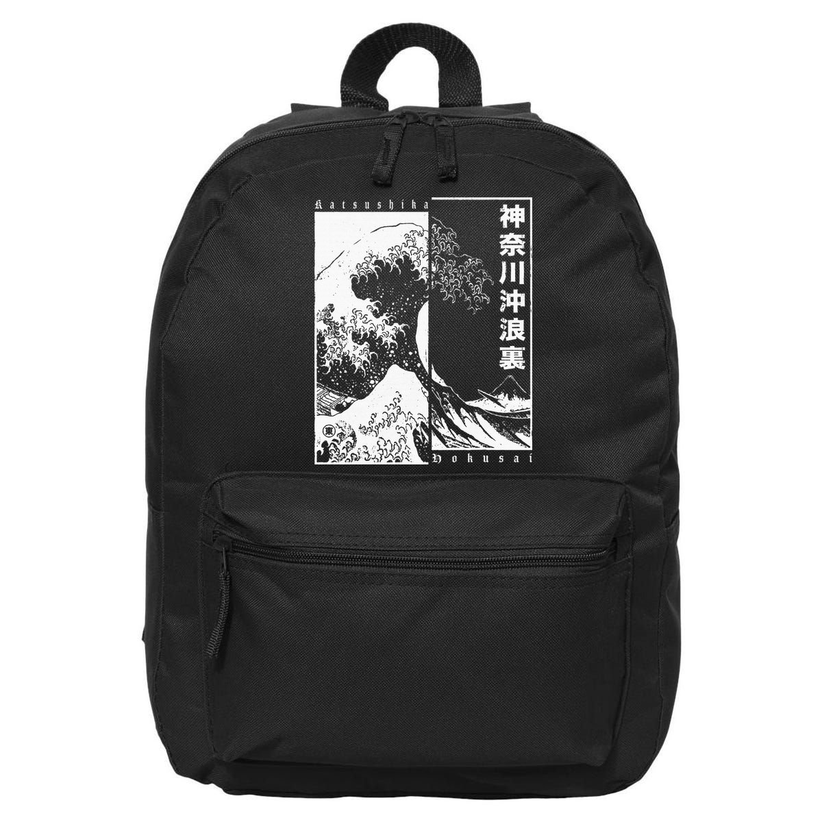 Great Wave Off Kanagawa Japanese Aesthetic Hokusai 16 in Basic Backpack