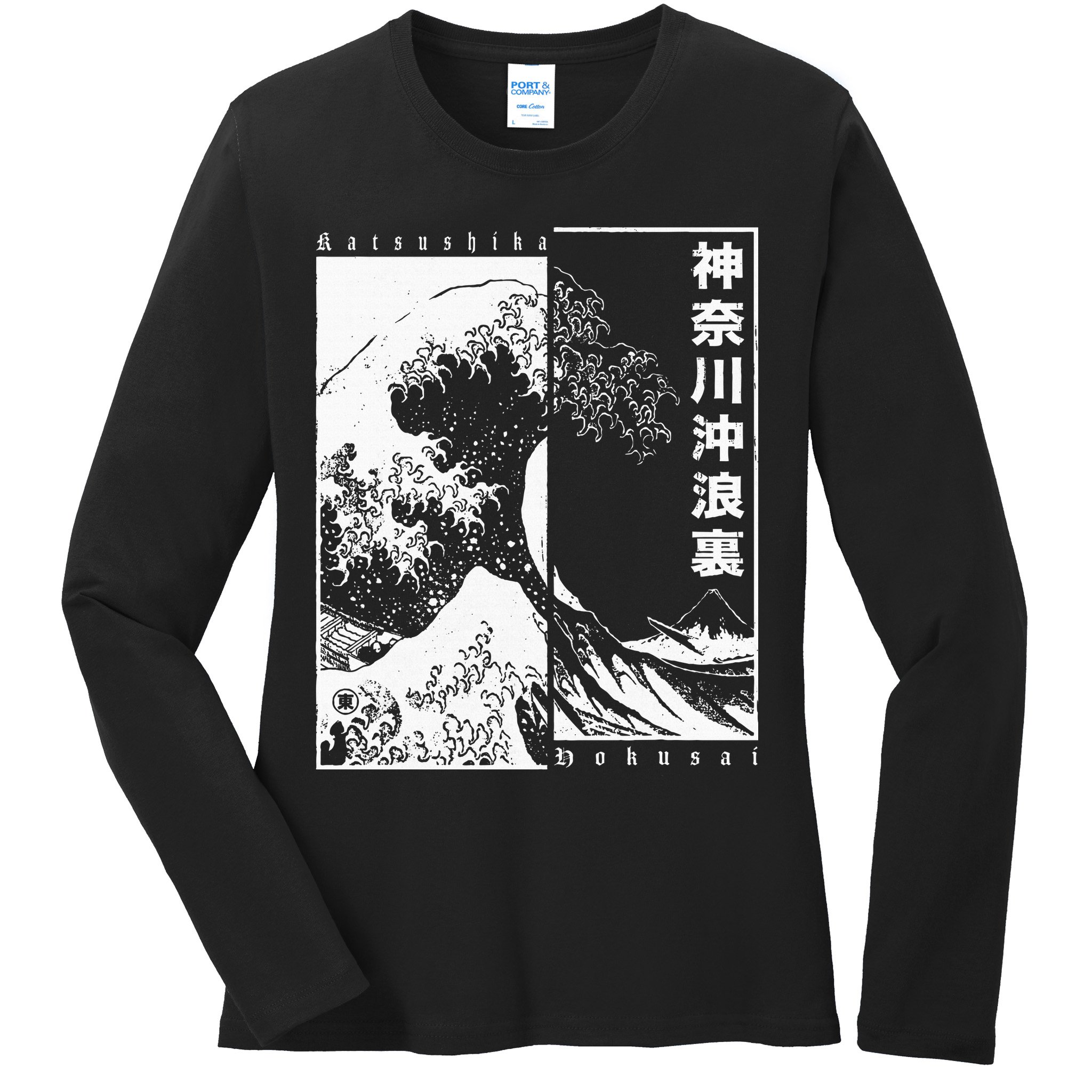 Great Wave Off Kanagawa Japanese Aesthetic Hokusai Ladies Long Sleeve Shirt