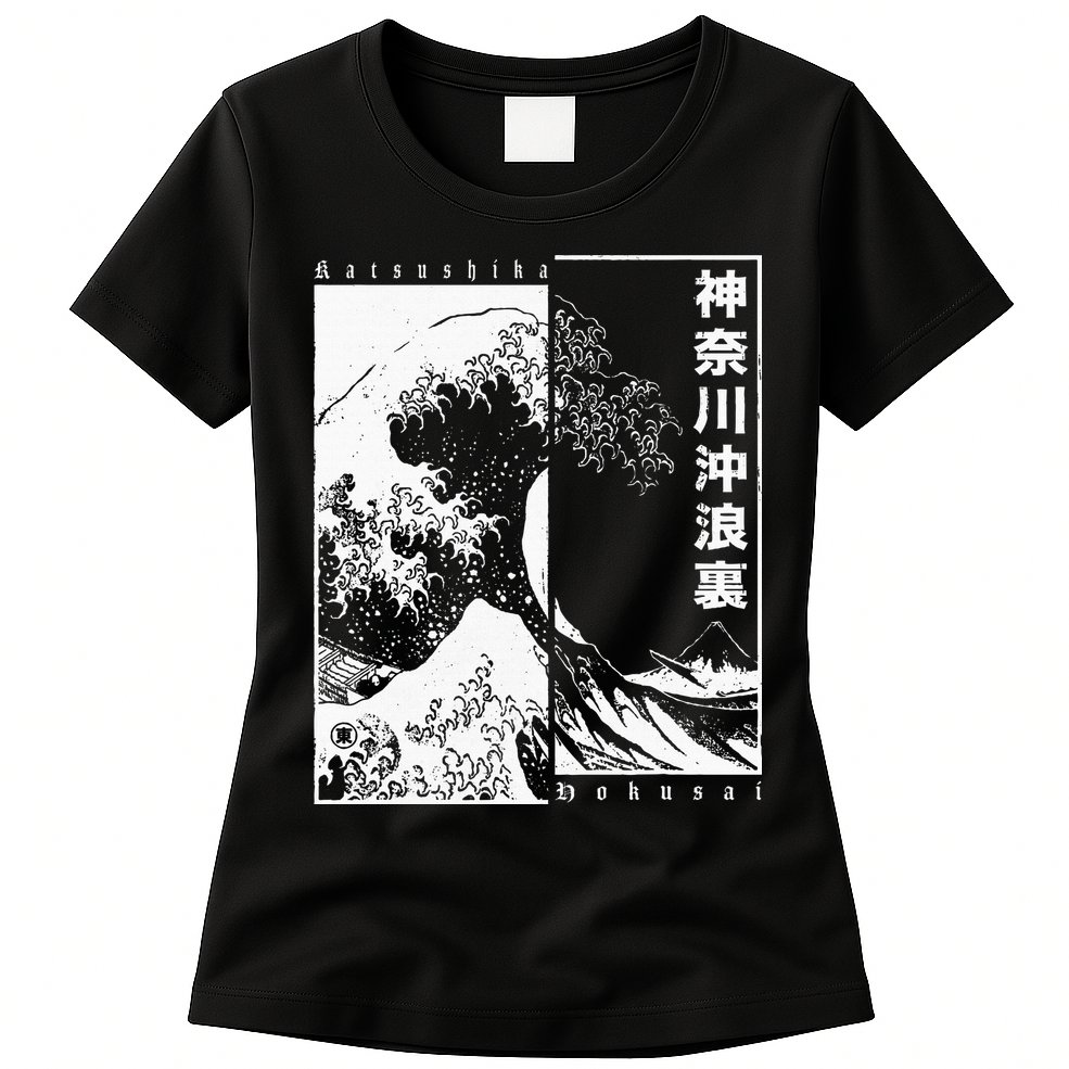 Great Wave Off Kanagawa Japanese Aesthetic Hokusai Womens T-Shirt