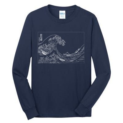 Great Wave Outline Black And White Tall Long Sleeve T-Shirt