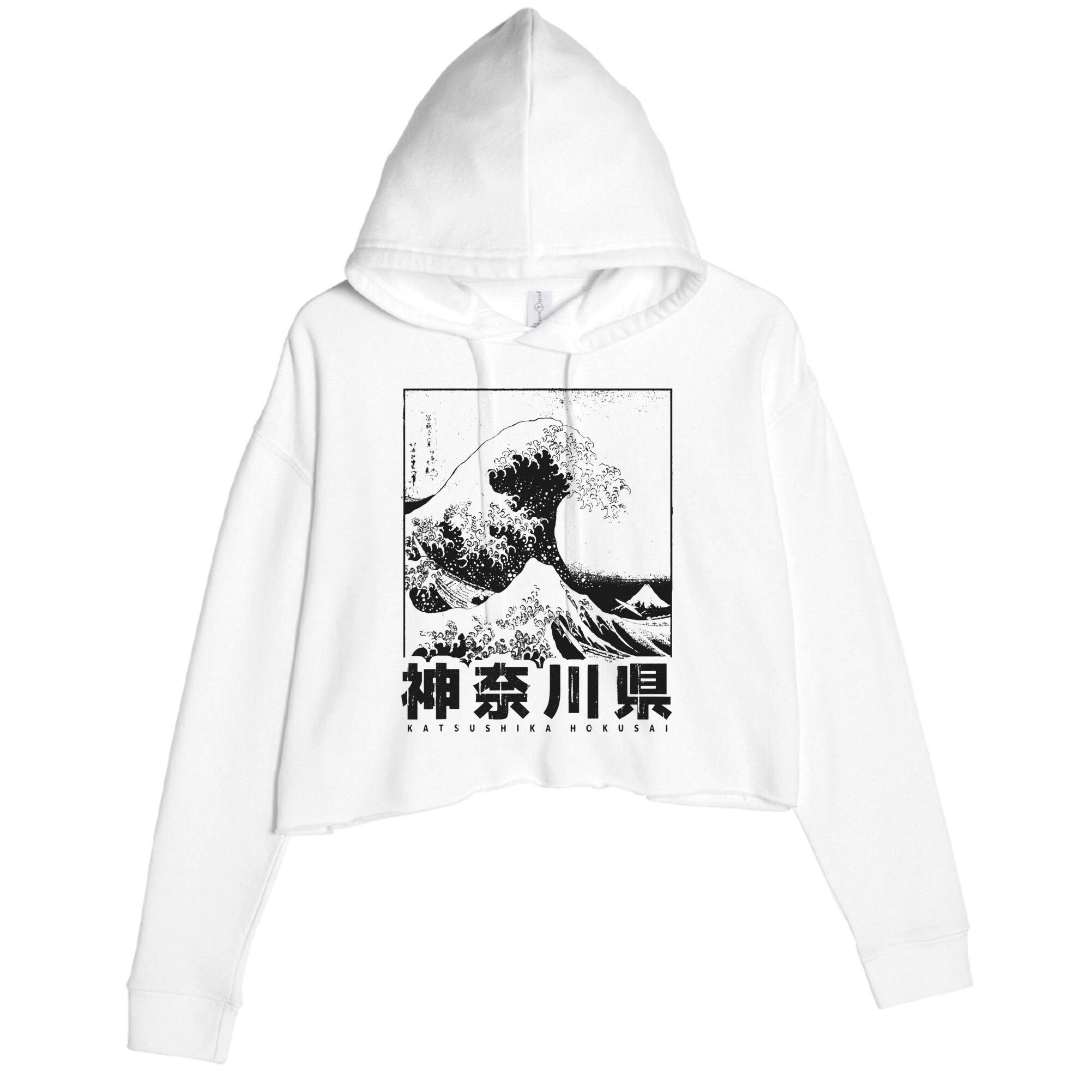 Great Wave Off Kanagawa Japan Aesthetic Japanese Art Crop Fleece Hoodie