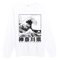 Great Wave Off Kanagawa Japan Aesthetic Japanese Art Premium Crewneck Sweatshirt