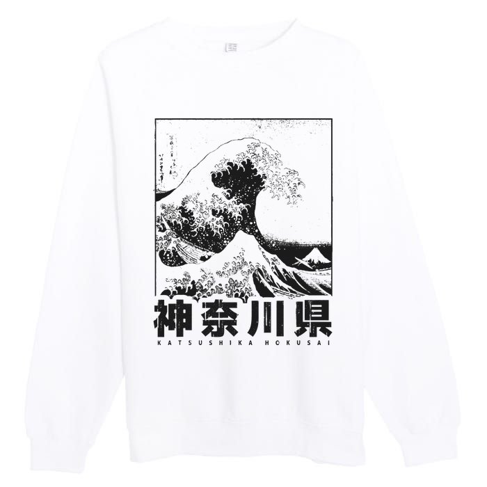 Great Wave Off Kanagawa Japan Aesthetic Japanese Art Premium Crewneck Sweatshirt