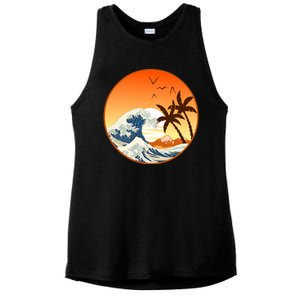 Great Wave Off Kanagawa Ladies PosiCharge Tri-Blend Wicking Tank