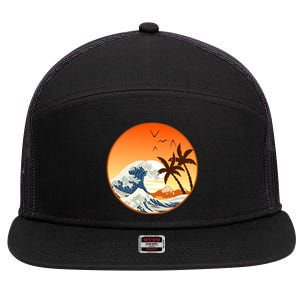 Great Wave Off Kanagawa 7 Panel Mesh Trucker Snapback Hat