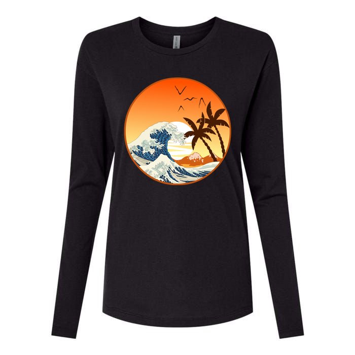 Great Wave Off Kanagawa Womens Cotton Relaxed Long Sleeve T-Shirt