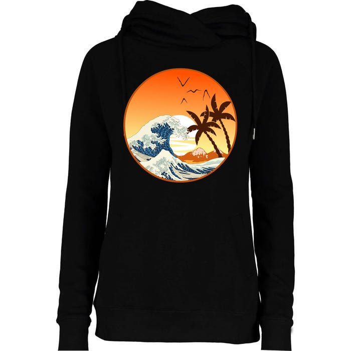 Great Wave Off Kanagawa Womens Funnel Neck Pullover Hood