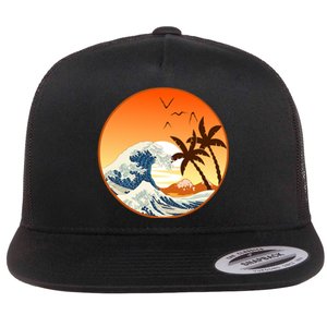 Great Wave Off Kanagawa Flat Bill Trucker Hat