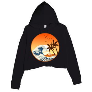 Great Wave Off Kanagawa Crop Fleece Hoodie