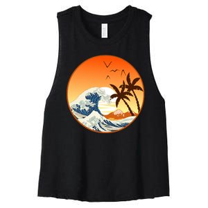 Great Wave Off Kanagawa Women's Racerback Cropped Tank