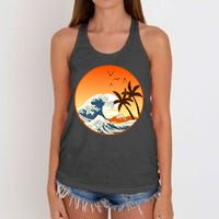 Great Wave Off Kanagawa Women's Knotted Racerback Tank