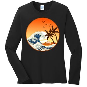 Great Wave Off Kanagawa Ladies Long Sleeve Shirt