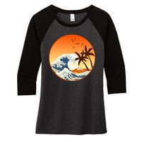 Great Wave Off Kanagawa Women's Tri-Blend 3/4-Sleeve Raglan Shirt