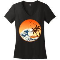 Great Wave Off Kanagawa Women's V-Neck T-Shirt