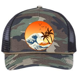 Great Wave Off Kanagawa Retro Rope Trucker Hat Cap