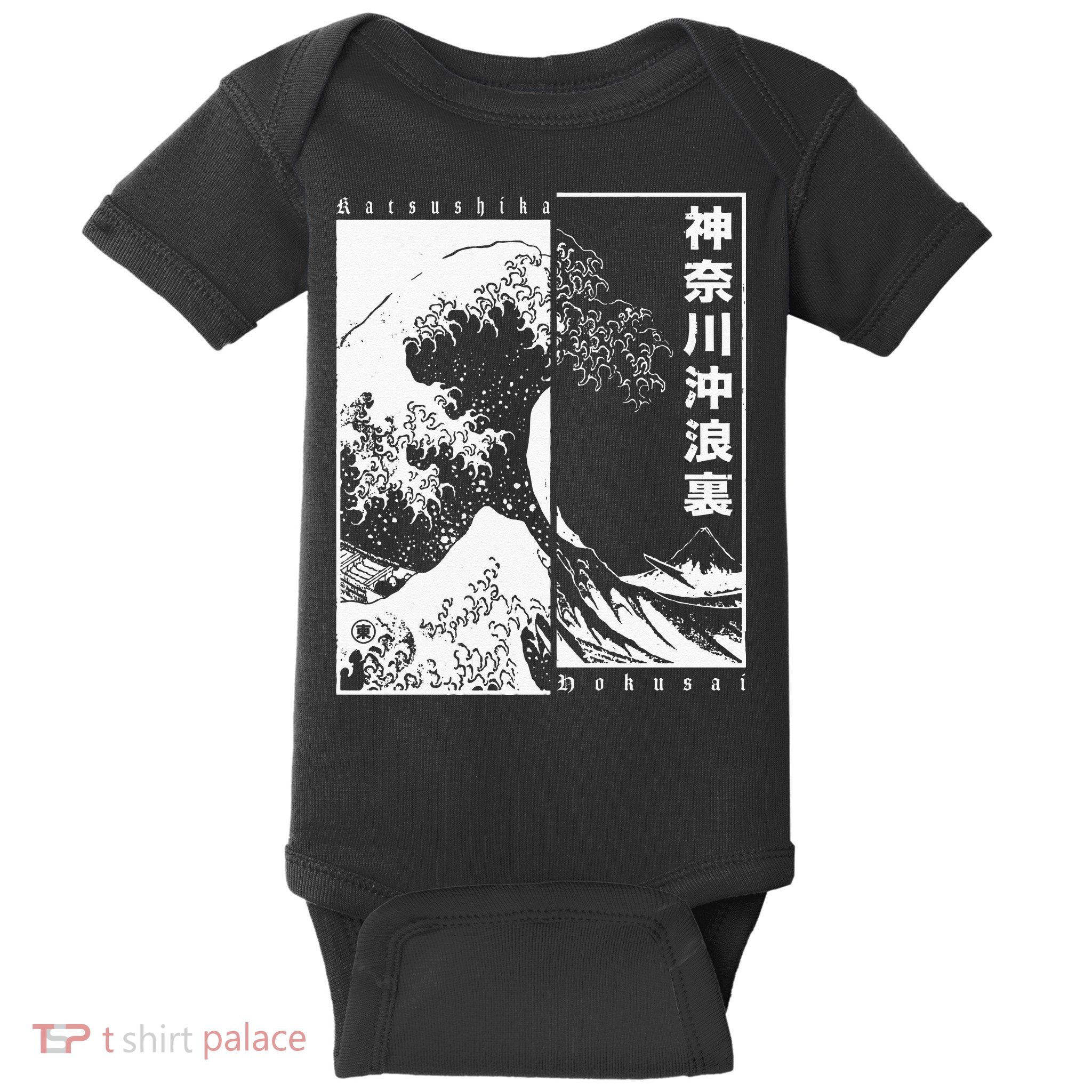 Great Wave Off Kanagawa Japanese Aesthetic Hokusai Baby Bodysuit