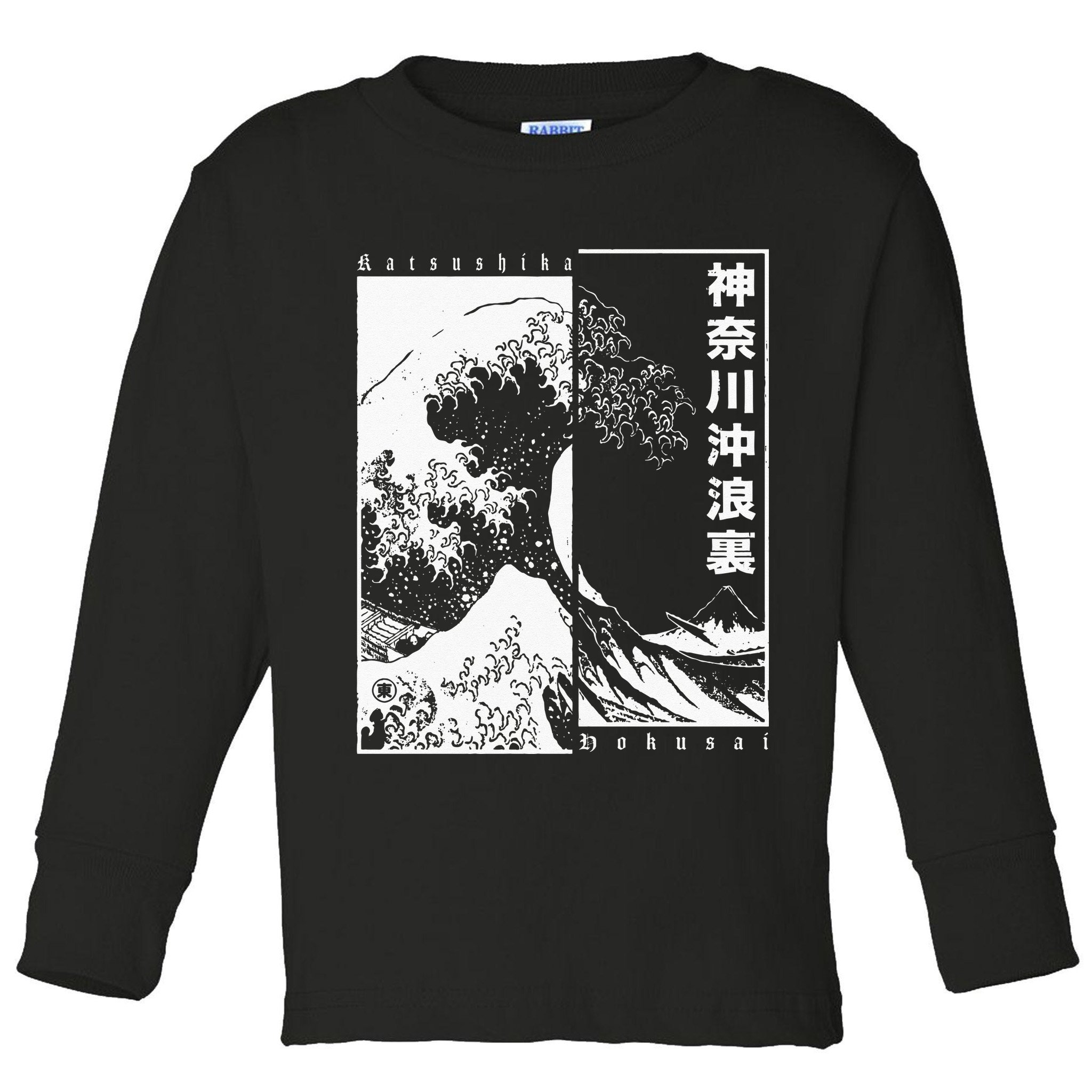Great Wave Off Kanagawa Japanese Aesthetic Hokusai Toddler Long Sleeve Shirt