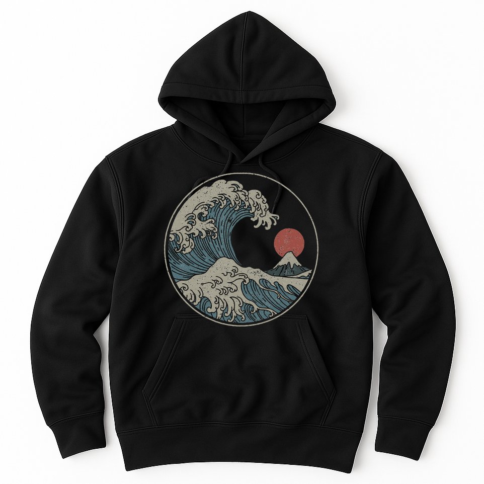 Great Wave Off Kanagawa Japanese Art Aesthetic Tsunami Hoodie